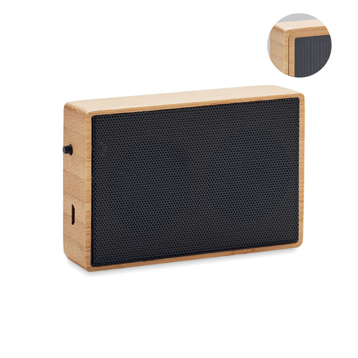 Solar bamboo wireless speaker   Couleur:Bois