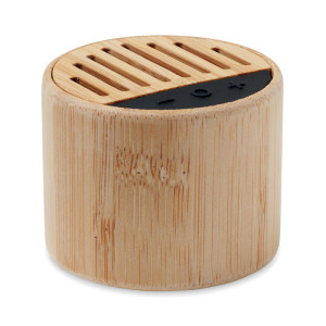 Round bamboo wireless speaker   Couleur:Bois