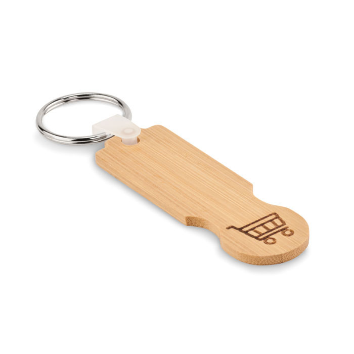 Bamboo euro token key ring      Couleur:Bois