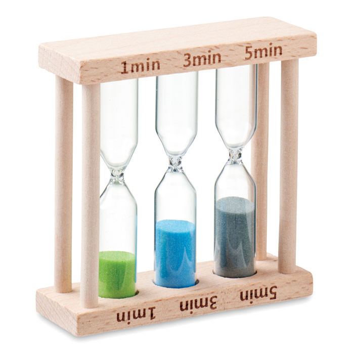 Set of 3 wooden sand timer      Couleur:Bois