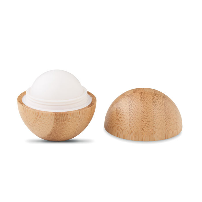 Lip balm in round bamboo case   Couleur:Bois