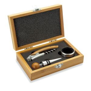 Coffret de sommelier en bambou  Couleur:Bois