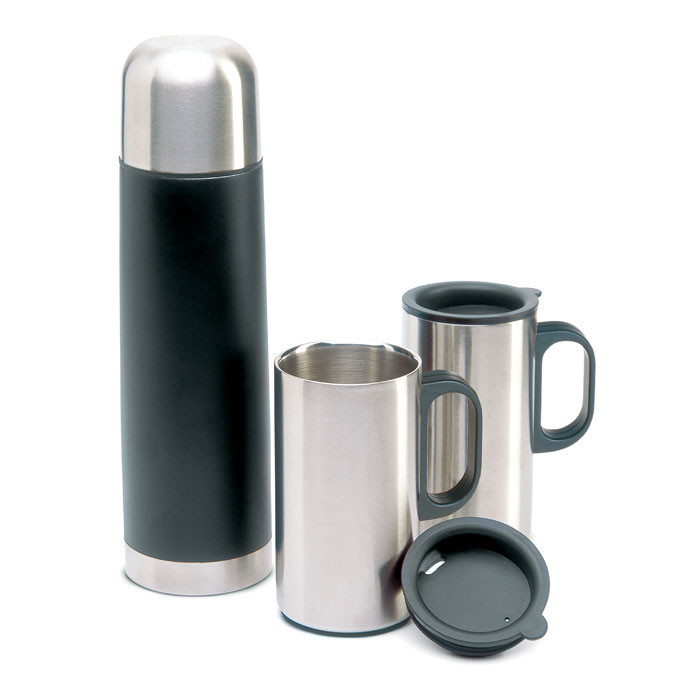 Bouteille thermos 2 tasses      Couleur:Noir