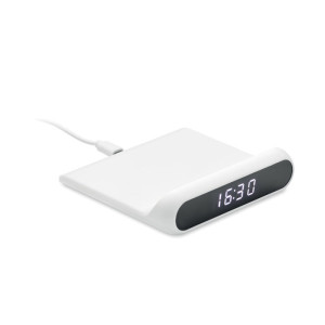 Chargeur sans fil  horloge LED  Couleur:Blanc