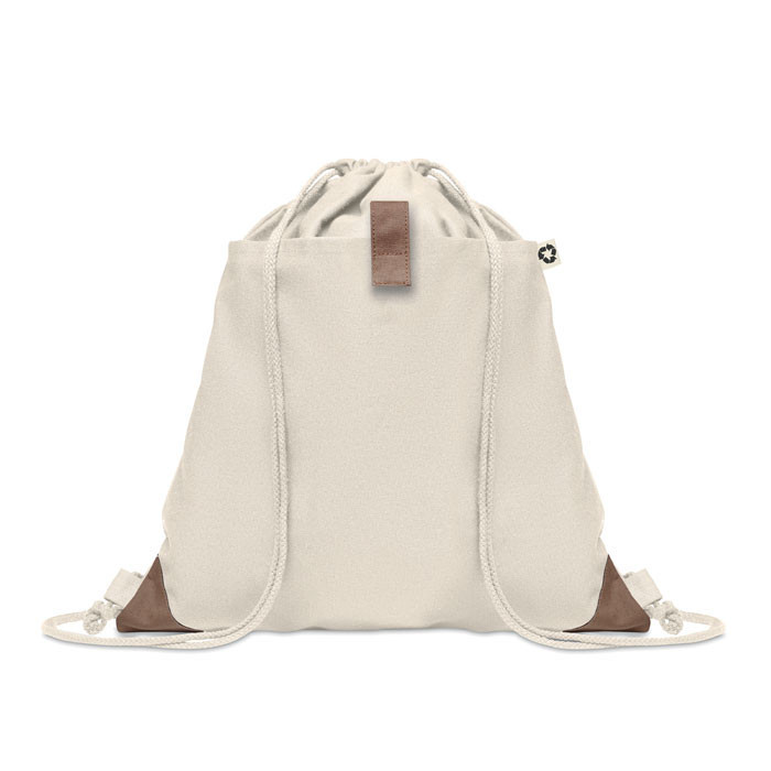 Sac à cordon en coton recyclé   Couleur:Beige