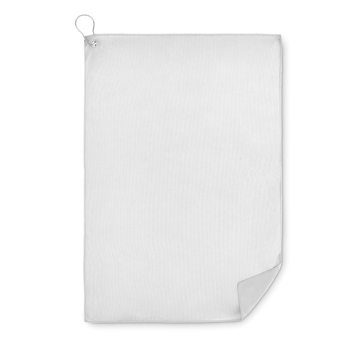 Serviette de golf en RPET       Couleur:Blanc