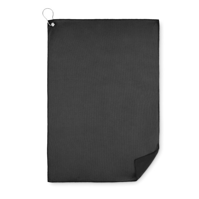 Serviette de golf en RPET       Couleur:Noir