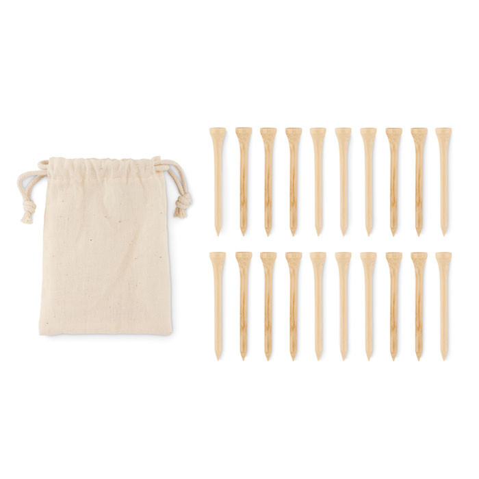  20 tees de golf en bambou      Couleur:Beige