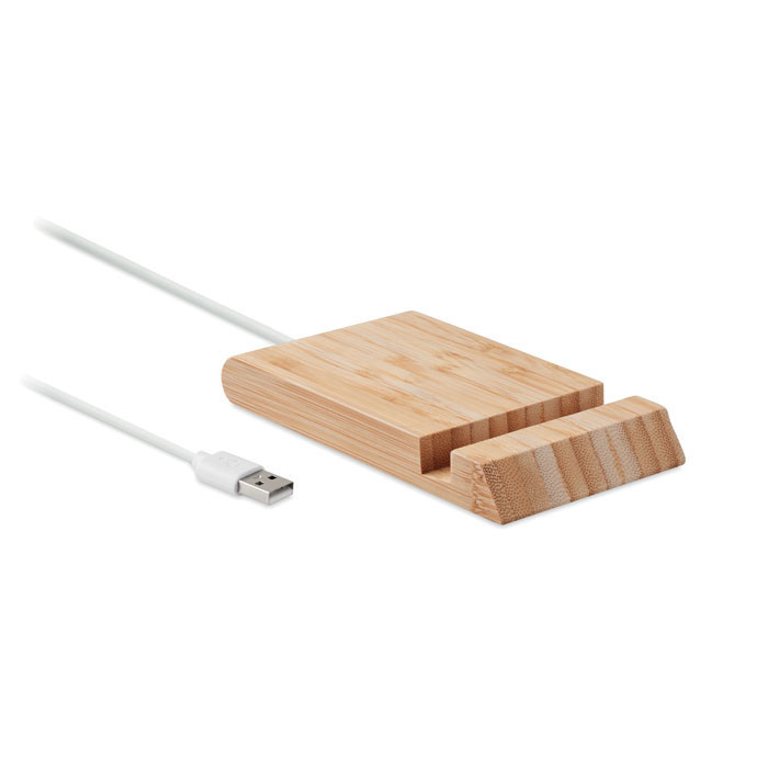 Chargeur sans fil en bambou     Couleur:Bois