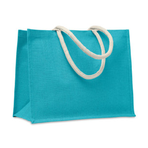 Sac shopping en jute            Couleur:Turquoise