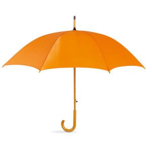 Parapluie avec poignée en bois  Couleur:Orange