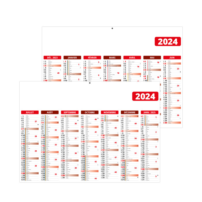 CALENDRIER BANCAIRE GAMECO ROUGE 2024 