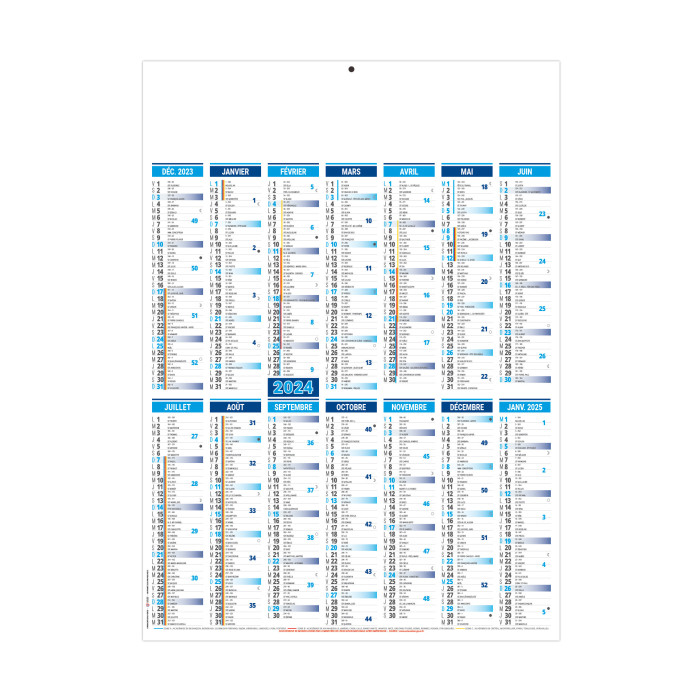 CALENDRIER BANCAIRE MARIANNE BLEU 2024 