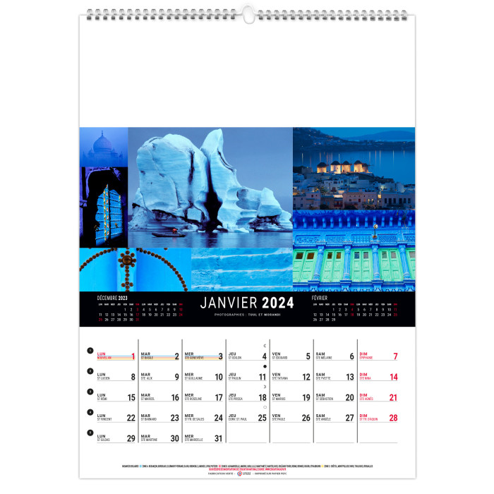 CALENDRIER MURAL COULEURS VOYAGE 2024 