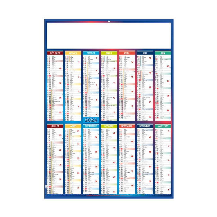 CALENDRIER BANCAIRE MARIANNE COULEURS 2024 