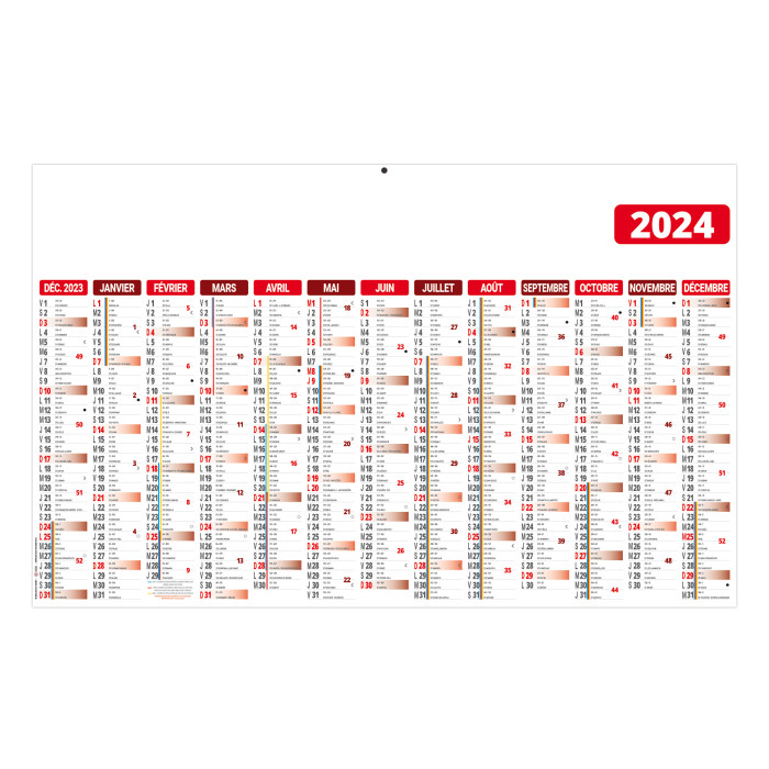 CALENDRIER BANCAIRE ECOMAX ROUGE 2024 