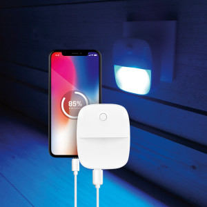 LAMPE VEILLEUSE AUTOMATIQUE ET CHARGEUR 2 USB Couleur:Blanc