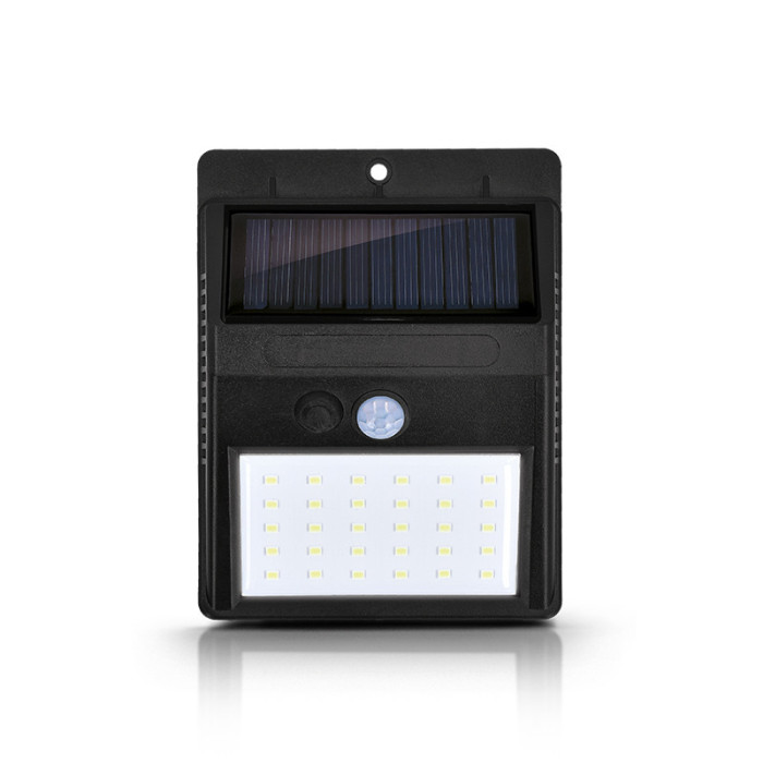 LAMPE SOLAIRE 30 LED AVEC DETECTEUR DE MOUVEMENT Couleur:Noir