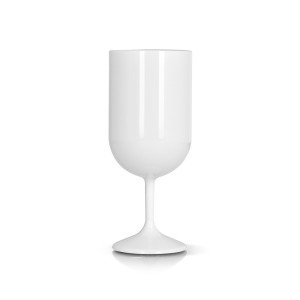 VERRE A PIED EN PLASTIQUE REUTILISABLE TRITAN 18 cl RAS BORD Couleur:Blanc